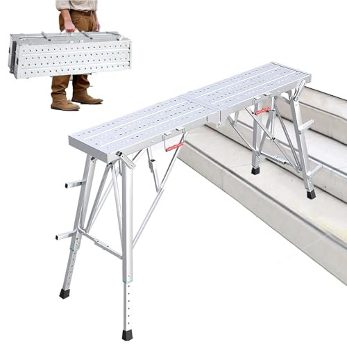 YDkjwjw Gerüst-Arbeitsplattform, Klappbare Stahl-Trittleiter Verstellbare Hebe-Gerüst-Plattform Faltbare Tragbare Mehrzweck-Arbeits-Trittleitern zum Dekorieren