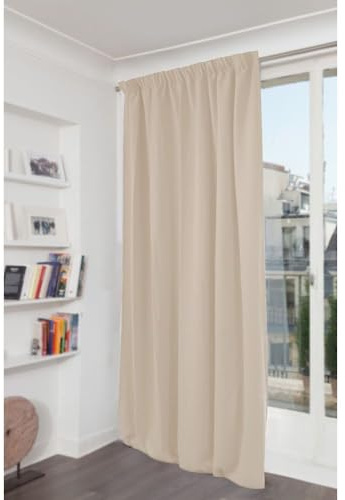 MOONDREAM DecibelControl™ Rideau Anti-Bruit 3en1 | Isolation Phonique | Thermique Hiver+Été | Occultant | Technologie Brevetée | Fabrication UE | Velours | Galon fronceur | Beige MC15 | 130L x 260H cm