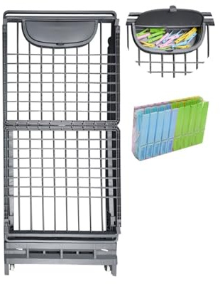 Jardin202 - Tendedero Plegable con Ruedas de Resina con 21m de Tendido Clips para Perchas y Cierre de Seguridad Incluye Cajón para Pinzas | Gris Perla