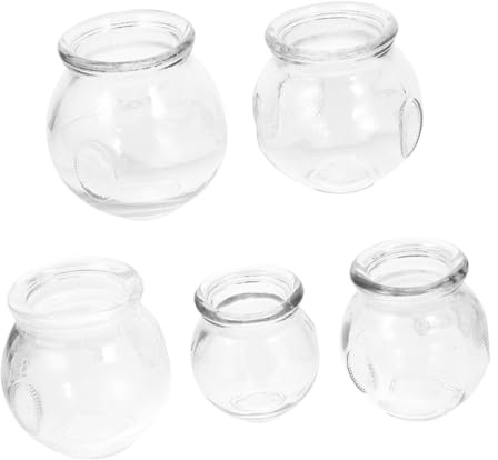 Ipetboom Ensemble de 5 Ventouses Thérapeutiques en Verre Épaisses Tailles 1 à 5 pour Massage par Aspiration Kit de Ventouses Chinoises Maison Outil de Bien-Thérapie et Relaxation