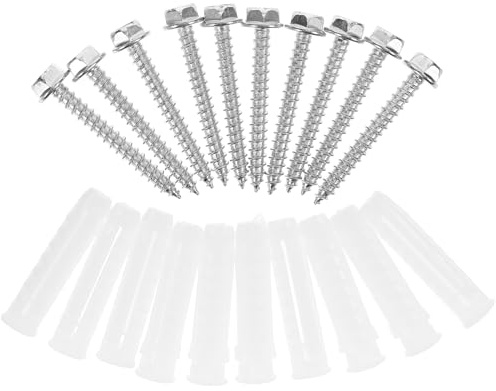 Homoyoyo Juego de 10 Anclajes y Tornillos para Soporte de TV de Pared, Kit de Montaje para Paneles de Yeso y Hormigón, Plástico de 10 Mm y Tornillos de 6 Mm, Accesorios de Fijación de Alta