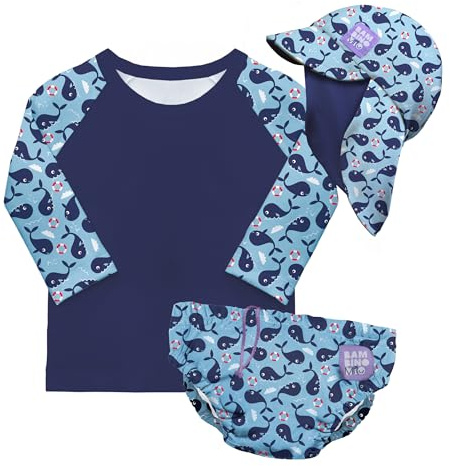 Bambino Mio Anti-UV UPF 40+ Ensemble de Bain pour bébé (0 Mois à 3 Ans), avec Couche de Bain réutilisable et t-Shirt de Bain avec Protection Solaire