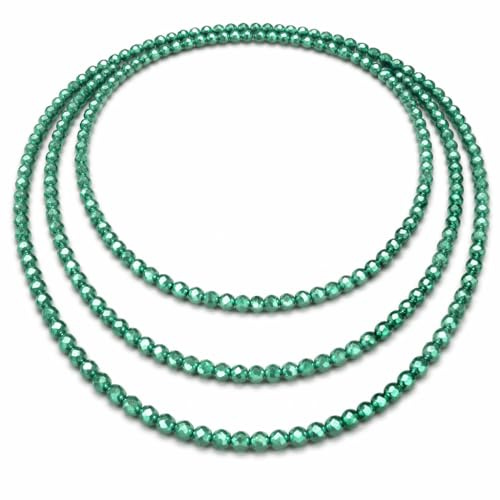 MAPIMANIA- Collana Verde Smeraldo Donna Lunga con Perline in Vetro – Gioiello Versatile, Luminoso ed Elegante per Ogni Occasione, Idea Regalo