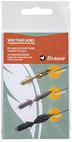 Brause 16501B - Set da 3 pennini per la scrittura (Cito fein, l'Ecolière e Sténo)