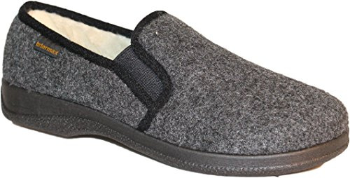 InterMax Pantofole in feltro da uomo, foderate in lana vergine, antracite, grigio (Anthrazit), 47 EU