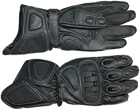 Roleff Racewear motorcykelhandskar med hög stulpe av läder RO 49, svart, storlek XXL