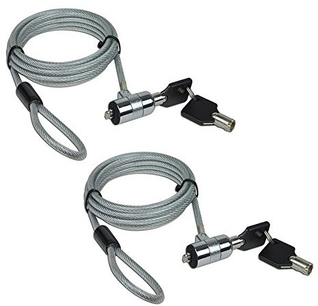 AOMGD 2Pcs 6 feet Laptop Lock Notebook Compatible Security Cable Lock with 2 Keys Two Sets,Suitable for 3 * 7mm Keyholes
