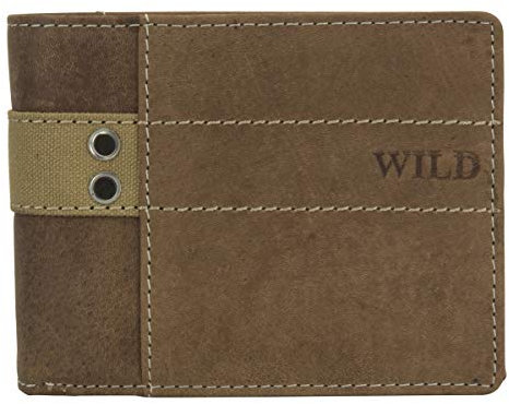 HMT Herren Leder Geldbörse Portemonnaie Portmonee Geldbeutel WILD Querformat braun 10200, Farbe:Tan