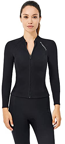 EUPTE 2mm Wetsuits Women/Men Long Sleeve Jacket UPF50+ UV Protection Diving Skin Suit Top for Scuba Diving Snorkeling Surfing Swimming (women, XL)