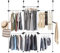 Teleskop Garderoben System, Teleskopstange Kleiderständer mit 6 Kleiderstangen Teleskop Kleiderschrank mit Regal Höhenverstellbar 246-300cm Garderobenständer Verstellbares Regalsystem Ordnungssystem