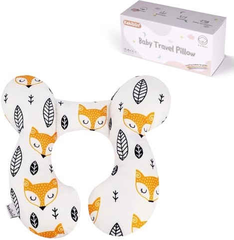 KAKIBLIN Baby Neck Pillow, Upgraded Baby Support Pillow, Babies Head Pillow | Neck Support Pillow for for Car Seat,Pushchair,Travel (Yellow Fox)