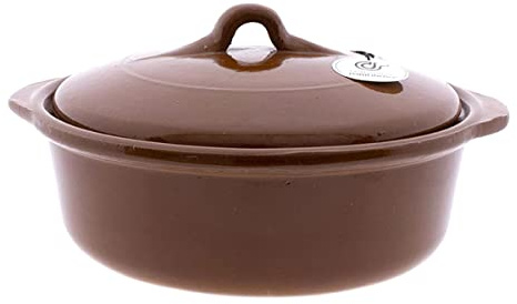 CERAMICA RAMBLENA | Casseruola di terracotta refrattaria con coperchio | fuoco diretto e forno | ceramica tradizionale | 37 x 34,5 x 18 cm | 5 litri rosso