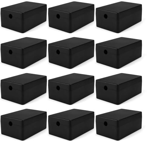 LWLWA 12 Pieces Small Junction Box, Black Junction Box, Electrical Connection Boxes, Max Wire Diameter 6 mm, for Components, Wiring (59.5 X 39.4 X 25.2 mm)