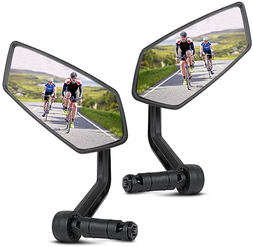 AiQInu specchietto bici, specchio riflettente in vetro HD, specchietto retrovisore per bicicletta ruotabile a 360° per bicicletta, mountain bike, bici da strada