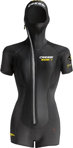 CRESSI Shell Lady Jacket 5mm M/3 – Women's Short Sleeved Oversuit made of Ultra Stretch Neoprene with Differentiated Thicknesses 5+3.5mm, Black, M/3