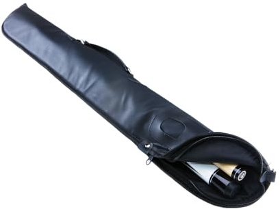 Sinsilvie Pool Cue Bag,1/2 Snooker Cue Case,PU Billiard Cue Cases for 2 piece Cue,Soft Cue Stick Case 1 Stick 2 Holes. (Black)