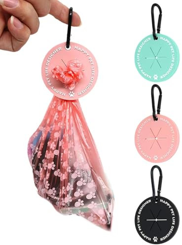 UYRVAPE 3pcs Hundekotbeutelhalter, Kotbeutelhalter mit Karabiner-Clip, freihändiger Kotbeutelhalter für Leine, Haustierkotbeutelspender für Hundespaziergänge, Zubehör