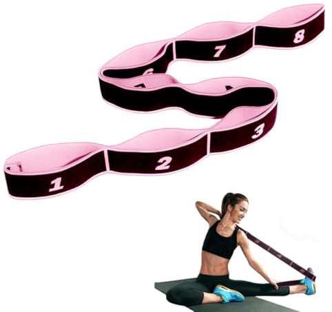 Elastico Fasce di Resistenza, Yoga Stretching Band, Fascia Elastici Fitness, Cinturino per Esercizi con 8 Loops, Fascia Elastica Fitness（Rosa）