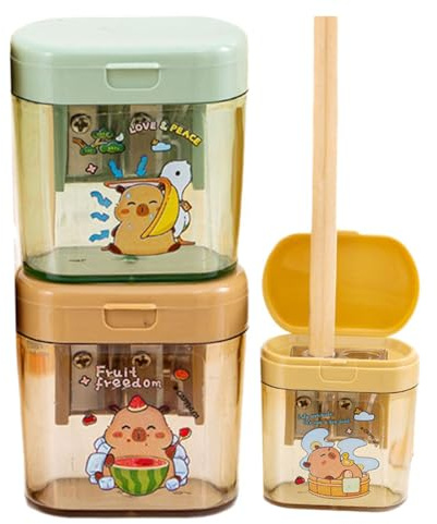 Set de 2 taille-crayons, mignon taille crayon en couleurs aléatoires, motif capybara taille crayon avec espace de rangement taille crayon.