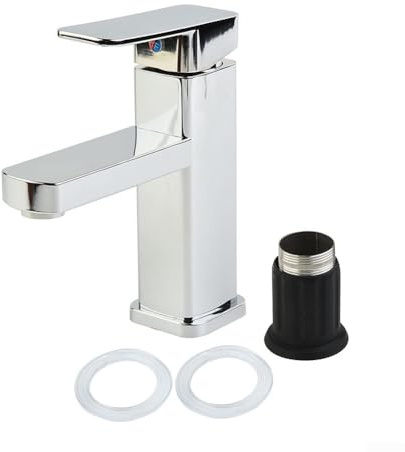 Grifo mezclador cuadrado moderno de con control de agua fría y caliente, boquilla de cascada para cocina, hotel, baño, fregadero, 170 mm, color plateado