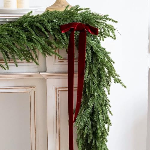 ERFEI Christmas Garland Cypress Norfolk Pine Garland 6FT Real Touch Green Winter Garland for Table Mantel Wall Door Indoor Outdoor Holiday Home Decorations (Norfolk-1.8m)