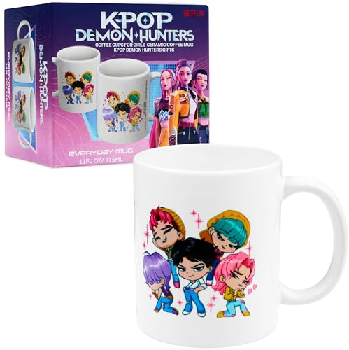 KPop Demon Hunters Officiella Saja Boys originalmuggar 315 ml, keramisk kaffe- eller tekopp (vit pojkar saxi)