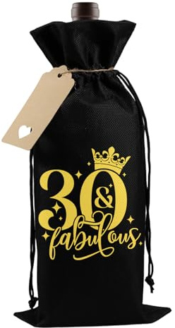 Bliceon 30th Birthday Gifts for Men Bottle Bags, Birthdays Wine Drawstring Gift Bags, 30th Funny Birthday Gifts for Men, Dad, Brothers, Friends and Colleague (Black)