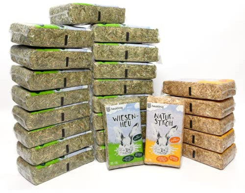Heukönig 18x1kg Heu und 6x1kg Stroh Kombi-Paket, Perfekt als Einstreu und Futter - Natürlich & Staubfrei