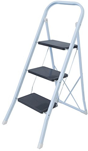 MSV 130002 stegpall med 3 steg, stål, 46 x 71 x 104 cm, vit/grå