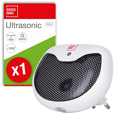 SWISSINNO Mini Repellente ad Ultrasuoni per Roditori 15 m² - Dispositivo Elettronico Anti Topi e Ratti per Interni - Allontana Martore e Piccoli Animali con Ultrasuoni - Plug-in da Presa