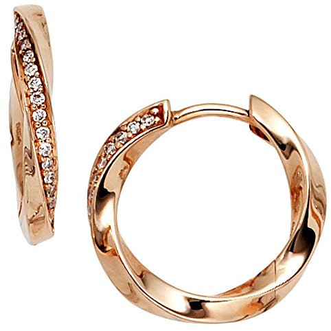 Jobo Damen-Creolen aus 14 Karat 585 Rosegold mit 30 Diamanten