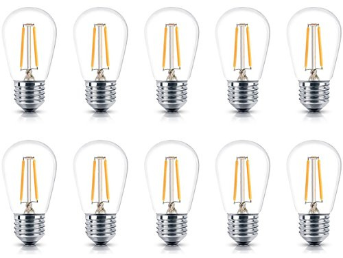 2W S14 LED Lampadine a Filamento,KINGCOO E27 Edison Lampadina Decorativa Vintage,Lampadina a Incandescenza da 20 Watt Equivalente,2700K Bianca Calda(10-Packs)