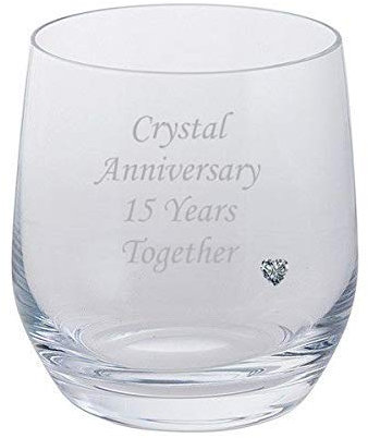DARTINGTON 2 bicchieri di cristallo anniversario 15 anni insieme paio brandy occhiali con gemma di cristallo cuore