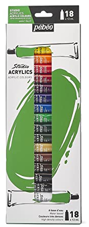 PEBEO - Studio Acrylics - Acrylfarben-Set in Profiqualität - 18 Tuben, 12 ml
