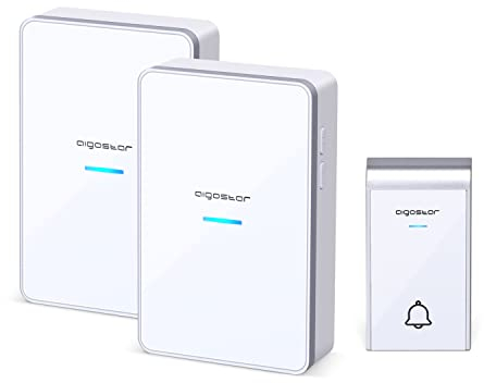 Aigostar-Türklingel Wasserdicht Tragbares Funkklingel Set, Funk Türklingel Kit, Kabellose Türglocke, LED Blinken, 36 Melodien, 150m Reichweite, 1 Klingeltaster & 2 Empfänger