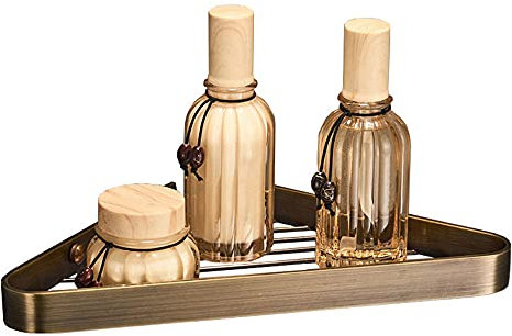 Estantería Almacenaje Esquina Ducha Latón Cesta Bandeja de Pared Repisas Metal Accesorios de Baño Pequeña Estantes Rinconera de Cocina Organizador Antioxidantes, Antique Bronze