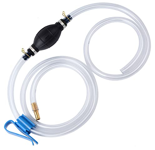 Siphonpumpe für Benzin Gas Öl Kraftstoff Benzin Diesel Flüssigkeit Wasser Aquarium,Manuelle Handpumpe Transferpumpe mit 2 strapazierfähigen PVC-Siphonschläuchen (15mm) mit Schlauchklemme