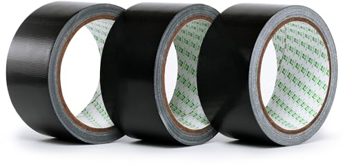 SANLI TAPE Panzertape 3 Rollen Extra Klebrig Panzerband Schwarz, 48 mm x 10 m, Gewebeband gewebeverstärktes Reparaturband, Allzweck Panzerband, Klebekraft & Reißfestigkeit