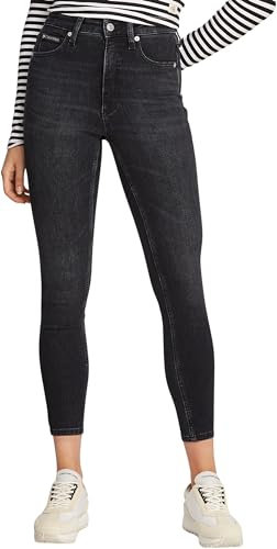 Calvin Klein Damen Jeans Hose High Rise Ankle Skinny Fit, Schwarz (Denim Black), 31W