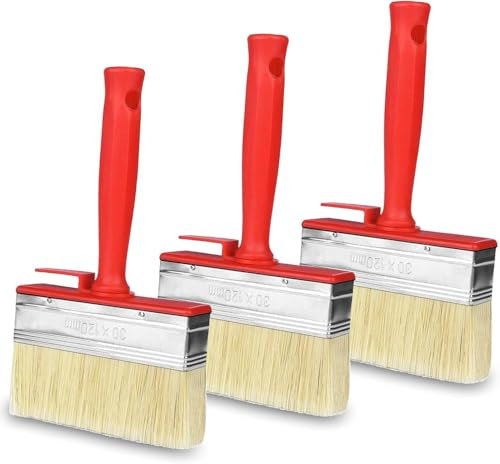Lot de 3 pinceaux de Surface, Pinceau à lasure, Pinceau Mural, pour peintures à Solver, Huile de Bois, lasures, 120 mm x 30 mm