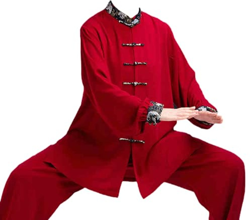 Leeonway Ropa Tradicional China,Tang Traje De Artes Marciales Kung Fu,Tradicional Tai-Chi Uniformes,Ligero Y Transpirable,FáCil De Poner Y Quitar,para Tai-Chi,Kung Fu Y Ocio