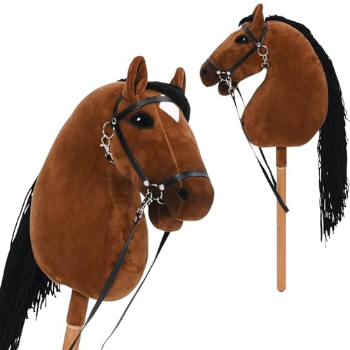 Arkyomi Hobby Horse para Niños, Caballo Juguete con Silla y riendas, Hobby Horse de Madera y Pelo para Niños a Partir de 3 Años