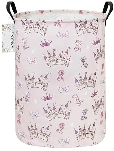 FANKANG Laundry Hamper Canvas Foldable Rose Castle Storage Bins | Large Baskets for Kids Toys Room, Nursery ,Home,Gift, Office, Bedroom, Clothes