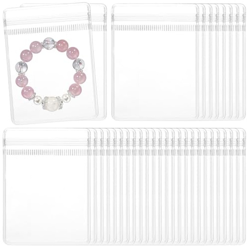 50Pcs PVC Clear Jewellery Bags 3.5 x 5.1 inch Small Plastic Jewellery Storage Pouch Anti Tarnish Storage Zipper Bags Transparent Jewelry Organizer Bag for Packaging Jewelry, Earrings, Rings, Necklaces
