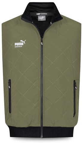 PUMA Workwear - Gilet invernale da uomo, con calda imbottitura, impermeabile e antivento, con tasche e fodera in pile, tasca interna, materiale esterno robusto per lavoro e tempo libero, oliva, XL
