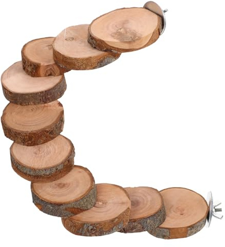 Hemobllo Escalera para Pájaros y Hámsteres De Madera Natural, Juguete para Jaulas, 10 Peldaños 40 Cm, Accesorio para Entrenamiento y Entretenimiento De Periquitos y Loros