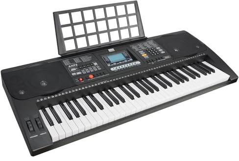 Axus AXP2 elektronisk keyboard/piano för nybörjare med 61 anslagskänsliga tangenter och nätadapter och notställ
