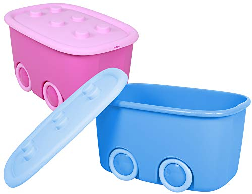 Ondis24 Funny Box Set, Spielzeugbox, Lagerbox für Kinder, Sammelbox, Aufbewahrungsbox, 46 Liter, 58 x 39 x 32 (H) cm (flieder-hellblau)