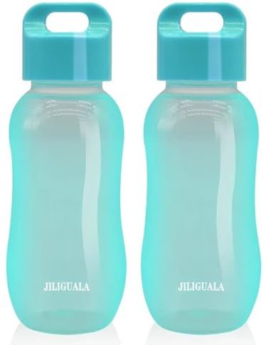 JILIGUALA Set di 2 tazze da viaggio in plastica per latte, caffè, tè, succo di frutta Blu 350 ml