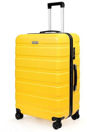 TANTOMI Koffer Groß, Reisekoffer Hartschalenkoffer, Koffer & Trolley mit Passwortsperre, Hartschale Suitcase mit 4 Rollen(Mango)